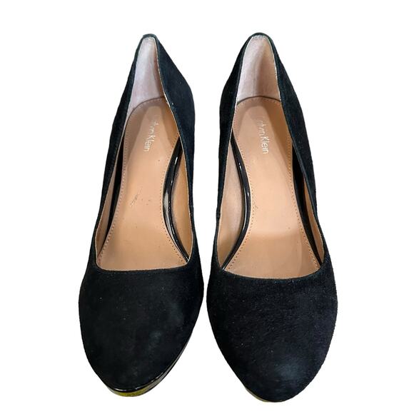 Calvin Klein Paulette size 9 women’s suede leather pumps almond toe 4” heel - Picture 1 of 9